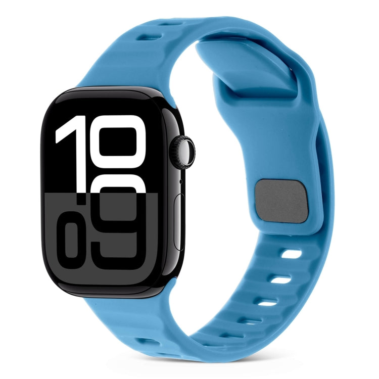 方扣條紋矽膠錶帶，適用於 Apple Watch Series 10 46mm，適用於 Apple Watch Series 10 42mm