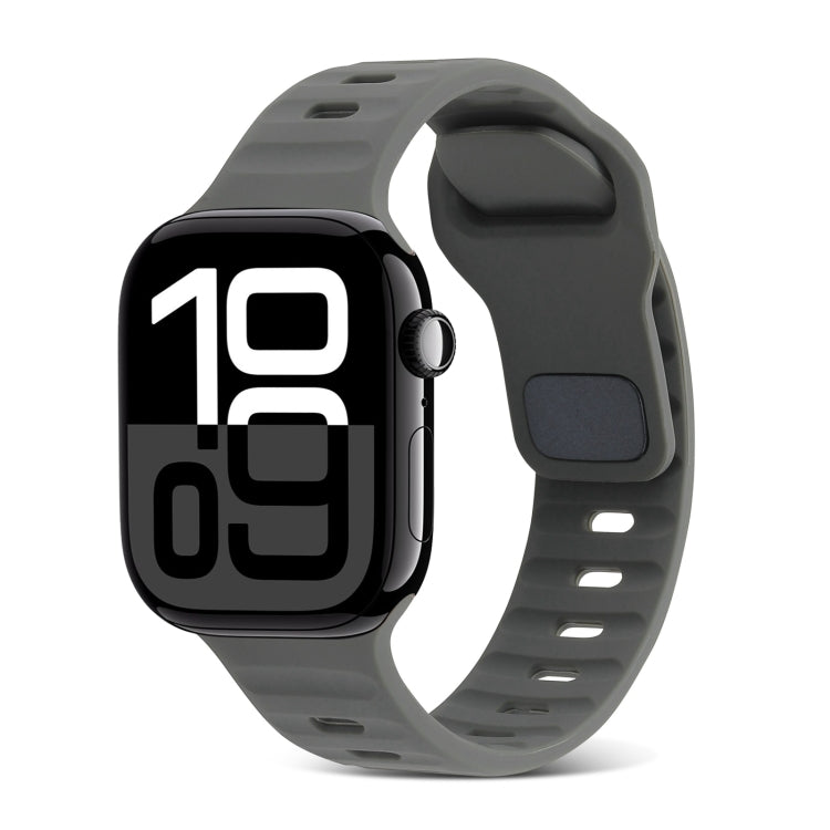 方扣條紋矽膠錶帶，適用於 Apple Watch Series 10 46mm，適用於 Apple Watch Series 10 42mm