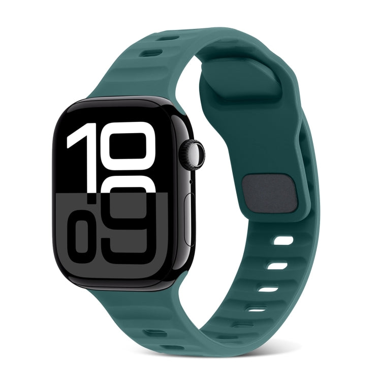 方扣條紋矽膠錶帶，適用於 Apple Watch Series 10 46mm，適用於 Apple Watch Series 10 42mm
