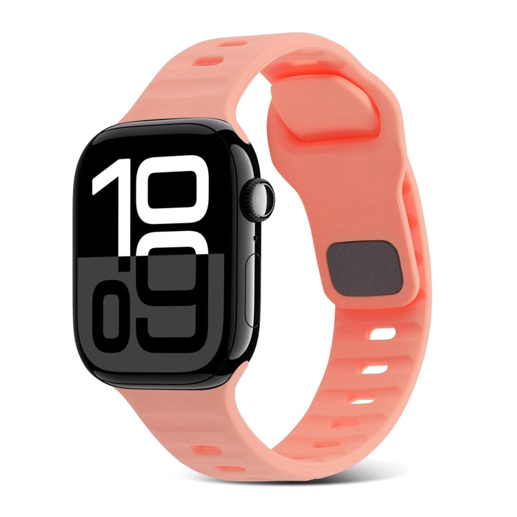 方扣條紋矽膠錶帶，適用於 Apple Watch Series 10 46mm，適用於 Apple Watch Series 10 42mm