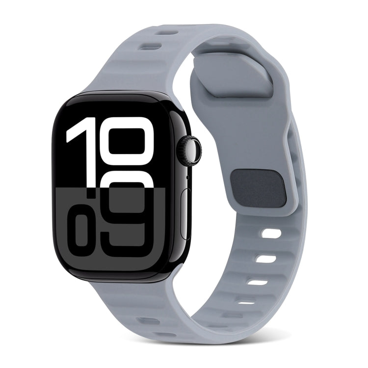 方扣條紋矽膠錶帶，適用於 Apple Watch Series 10 46mm，適用於 Apple Watch Series 10 42mm