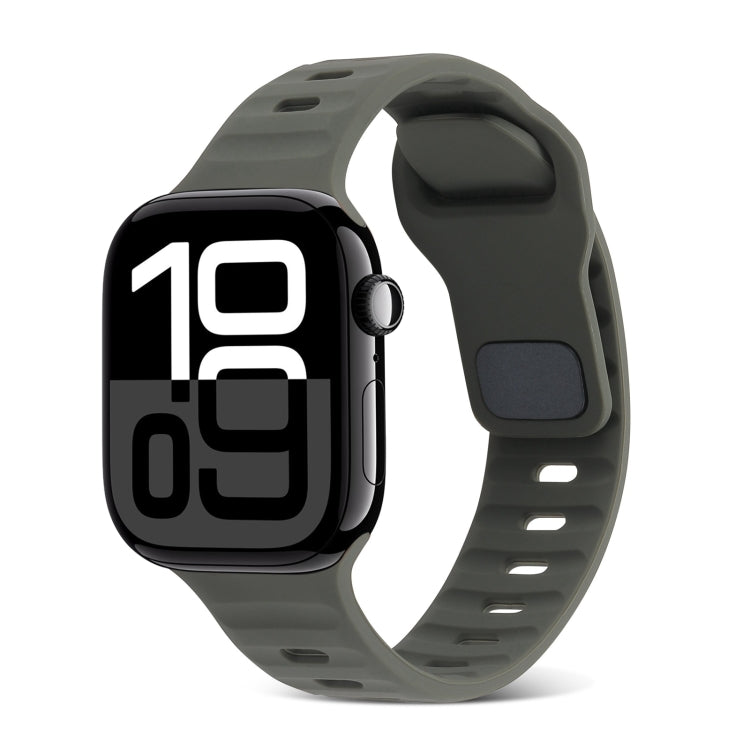方扣條紋矽膠錶帶，適用於 Apple Watch Series 10 46mm，適用於 Apple Watch Series 10 42mm