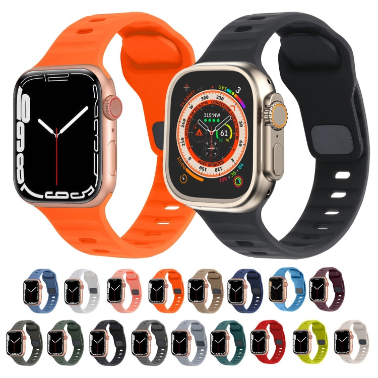 方扣條紋矽膠錶帶，適用於 Apple Watch Ultra 2 49mm，適用於 Apple Watch Series 9 45mm