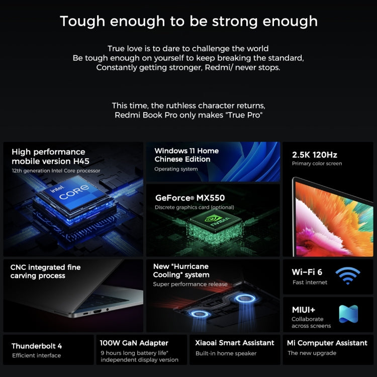 小米 RedmiBook Pro 14吋筆記型電腦，Windows 11 家用中文版，Intel第12代Core i7-12650H 十核心，MX550獨立顯卡，i7-12650H MX550