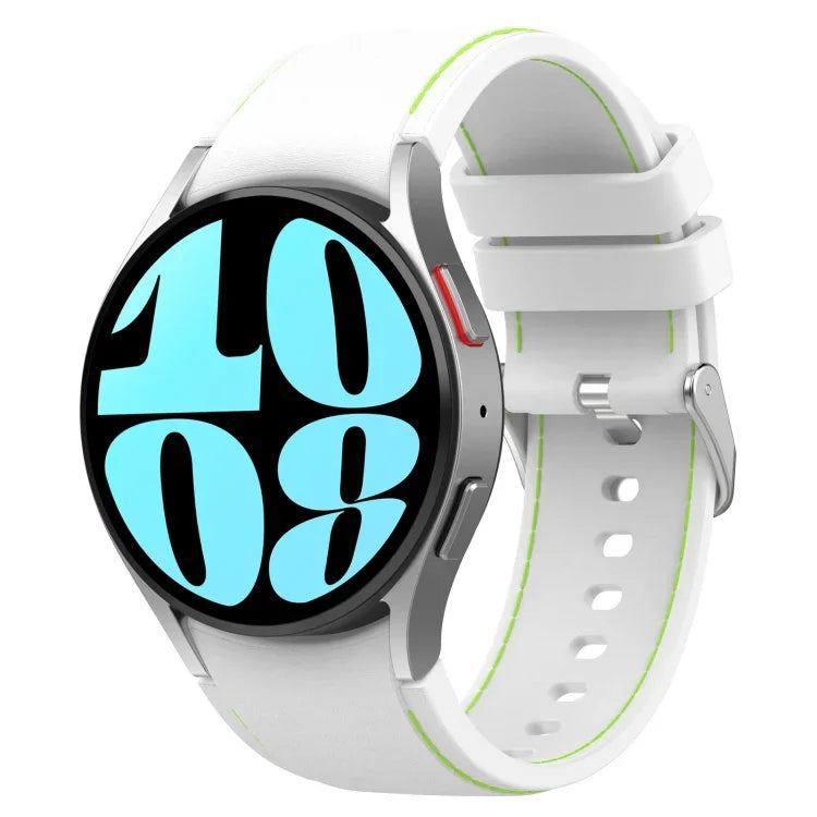 皮革矽膠錶帶，適用於 Samsung Galaxy Watch 6 / 6 Classic