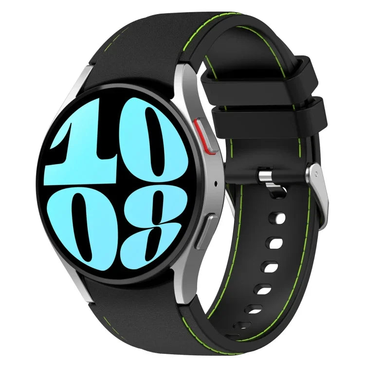 皮革矽膠錶帶，適用於 Samsung Galaxy Watch 6 / 6 Classic