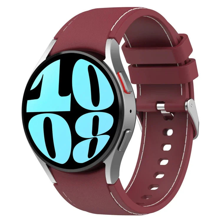 皮革矽膠錶帶，適用於 Samsung Galaxy Watch 6 / 6 Classic