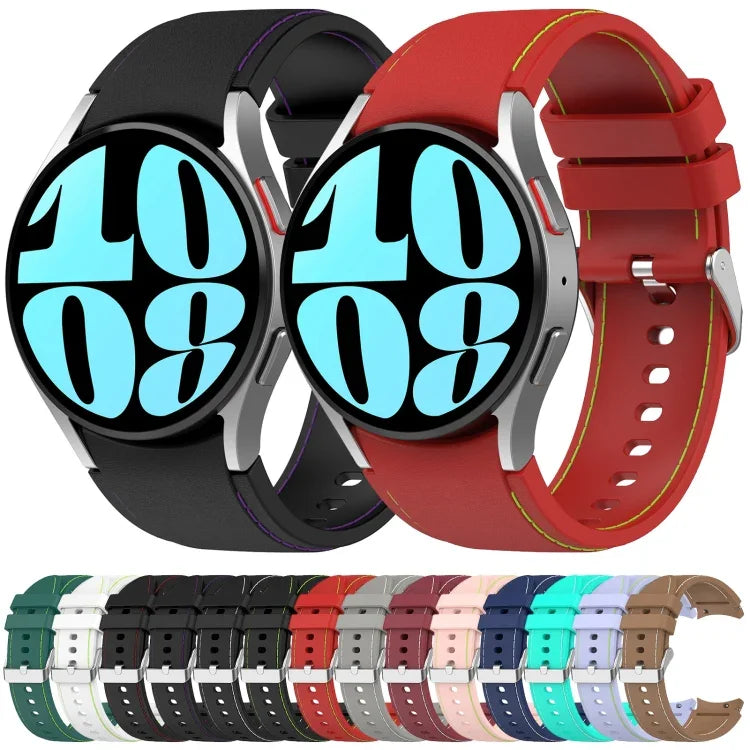 皮革矽膠錶帶，適用於 Samsung Galaxy Watch 6 / 6 Classic