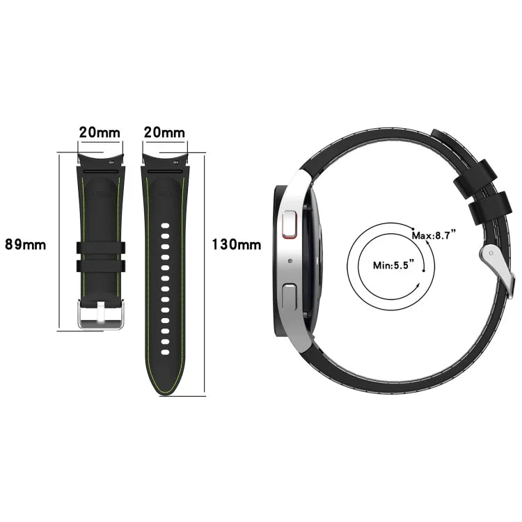 皮革矽膠錶帶，適用於 Samsung Galaxy Watch 6 / 6 Classic
