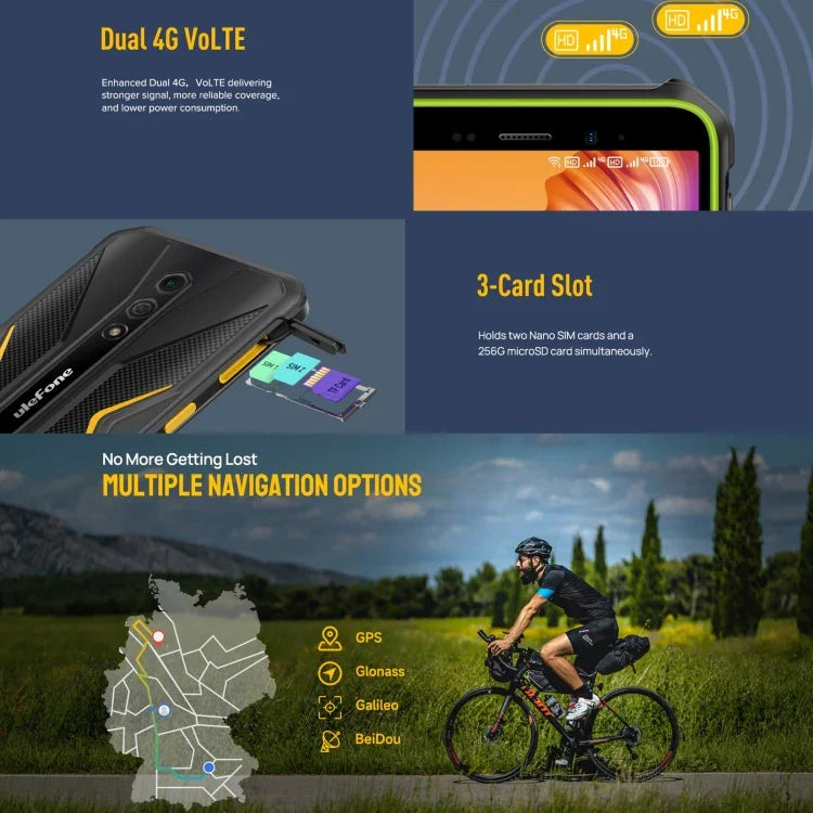 Ulefone Armor X12 Pro，IP68/IP69K 堅固型手機，5.45 吋 Android 15 MediaTek Helio G36 八核心，網絡：4G，NFC，4GB+64GB