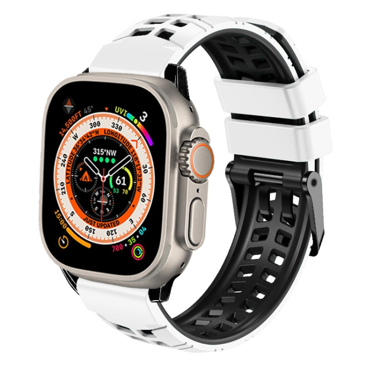 斜紋雙排扣矽膠錶帶，適用於Apple Watch Ultra 49mm、Apple Watch SE 2023 44mm、Apple Watch SE 2023 40mm、Apple Watch Ultra 2 49mm、Apple Watch Series 9 45mm