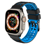 斜紋雙排扣矽膠錶帶，適用於Apple Watch Ultra 49mm、Apple Watch SE 2023 44mm、Apple Watch SE 2023 40mm、Apple Watch Ultra 2 49mm、Apple Watch Series 9 45mm