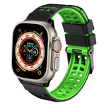 斜紋雙排扣矽膠錶帶，適用於Apple Watch Ultra 49mm、Apple Watch SE 2023 44mm、Apple Watch SE 2023 40mm、Apple Watch Ultra 2 49mm、Apple Watch Series 9 45mm