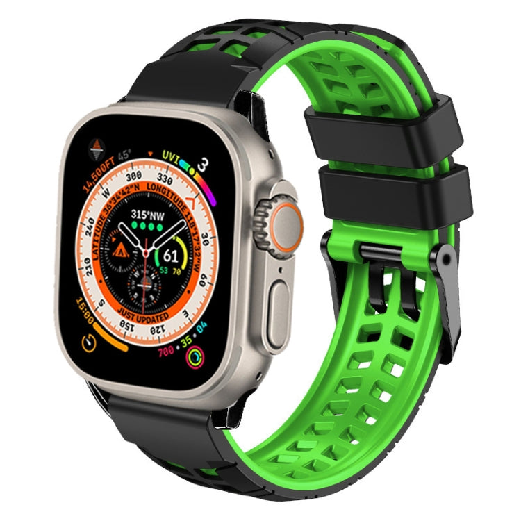 斜紋雙排扣矽膠錶帶，適用於Apple Watch Ultra 49mm、Apple Watch SE 2023 44mm、Apple Watch SE 2023 40mm、Apple Watch Ultra 2 49mm、Apple Watch Series 9 45mm