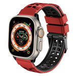 斜紋雙排扣矽膠錶帶，適用於Apple Watch Ultra 49mm、Apple Watch SE 2023 44mm、Apple Watch SE 2023 40mm、Apple Watch Ultra 2 49mm、Apple Watch Series 9 45mm