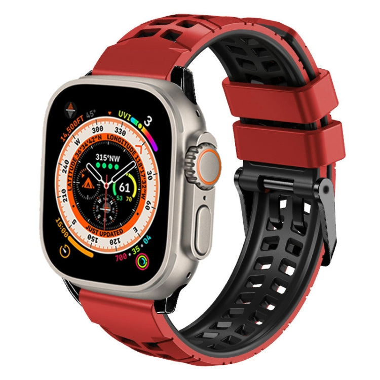 斜紋雙排扣矽膠錶帶，適用於Apple Watch Ultra 49mm、Apple Watch SE 2023 44mm、Apple Watch SE 2023 40mm、Apple Watch Ultra 2 49mm、Apple Watch Series 9 45mm