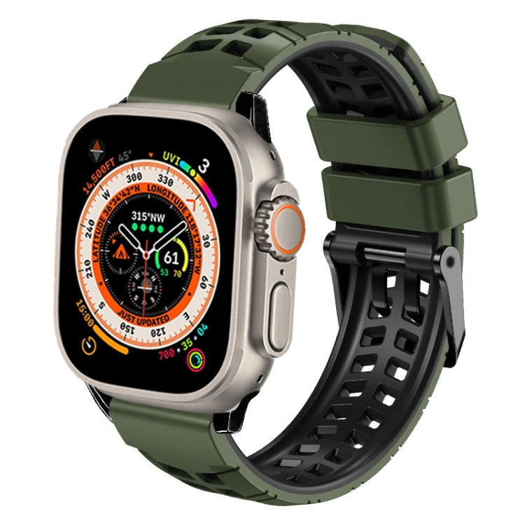 斜紋雙排扣矽膠錶帶，適用於Apple Watch Ultra 49mm、Apple Watch SE 2023 44mm、Apple Watch SE 2023 40mm、Apple Watch Ultra 2 49mm、Apple Watch Series 9 45mm