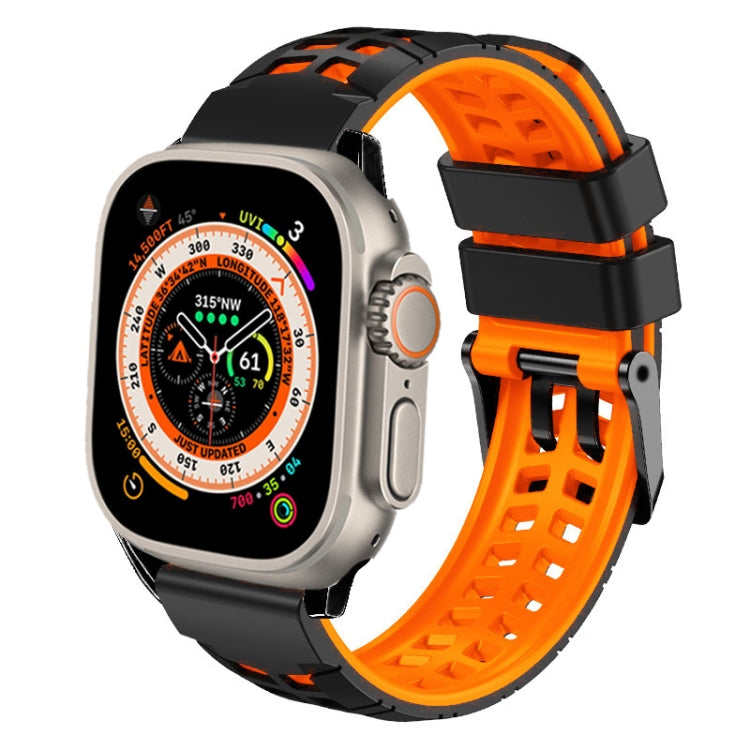 斜紋雙排扣矽膠錶帶，適用於Apple Watch Ultra 49mm、Apple Watch SE 2023 44mm、Apple Watch SE 2023 40mm、Apple Watch Ultra 2 49mm、Apple Watch Series 9 45mm