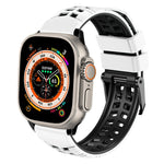 斜紋雙排扣矽膠錶帶，適用於Apple Watch Ultra 49mm、Apple Watch SE 2023 44mm、Apple Watch SE 2023 40mm、Apple Watch Ultra 2 49mm、Apple Watch Series 9 45mm