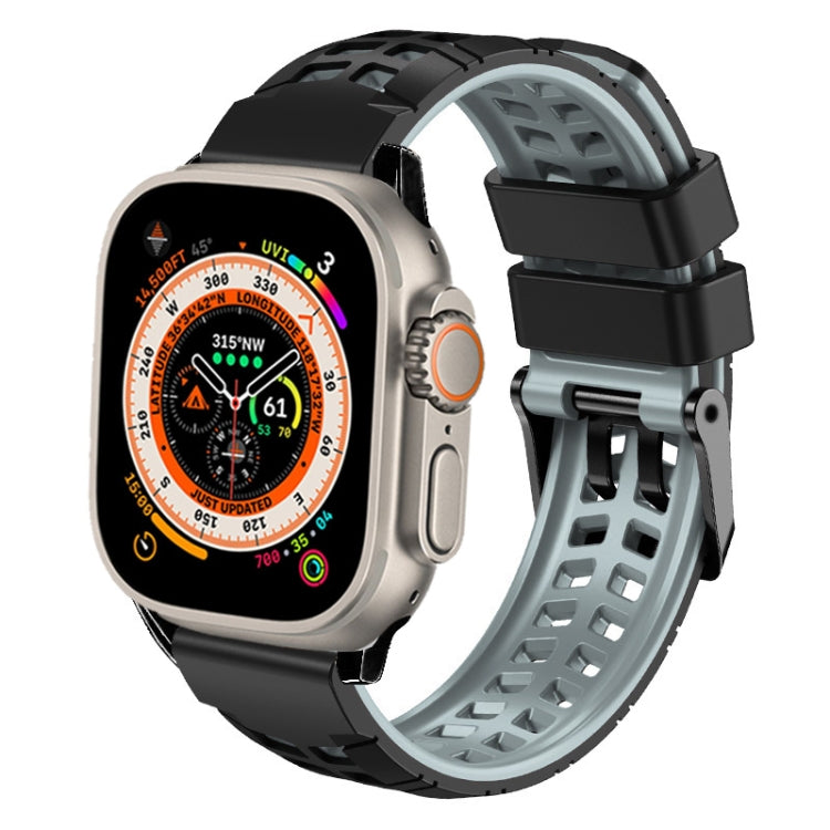 斜紋雙排扣矽膠錶帶，適用於Apple Watch Ultra 49mm、Apple Watch SE 2023 44mm、Apple Watch SE 2023 40mm、Apple Watch Ultra 2 49mm、Apple Watch Series 9 45mm