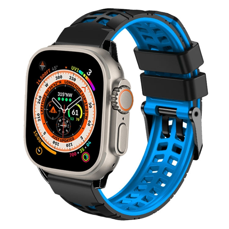 斜紋雙排扣矽膠錶帶，適用於Apple Watch Ultra 49mm、Apple Watch SE 2023 44mm、Apple Watch SE 2023 40mm、Apple Watch Ultra 2 49mm、Apple Watch Series 9 45mm