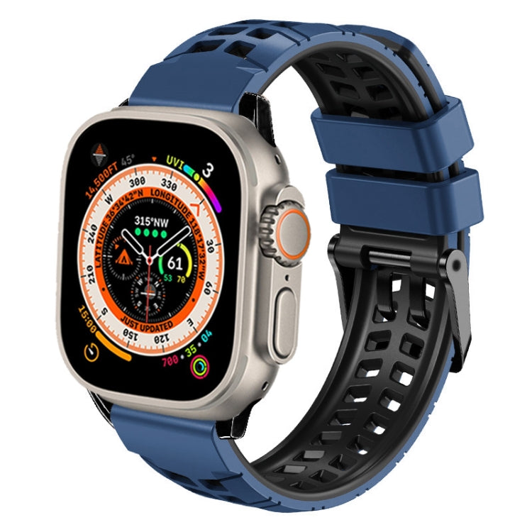 斜紋雙排扣矽膠錶帶，適用於Apple Watch Ultra 49mm、Apple Watch SE 2023 44mm、Apple Watch SE 2023 40mm、Apple Watch Ultra 2 49mm、Apple Watch Series 9 45mm