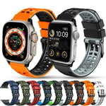 斜紋雙排扣矽膠錶帶，適用於Apple Watch SE 2022 40mm、Apple Watch SE 2022 44mm、Apple Watch Series 9 41mm、Apple Watch Series 8 41mm、Apple Watch Series 8 45mm