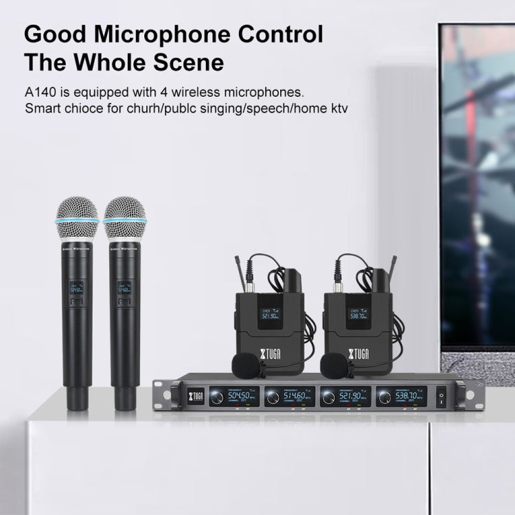 XTUGA A140-B 無線麥克風系統 4個身體包 頭戴式領夾麥克風，A140-B
