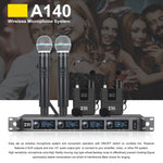 XTUGA A140-B 無線麥克風系統 4個身體包 頭戴式領夾麥克風，A140-B