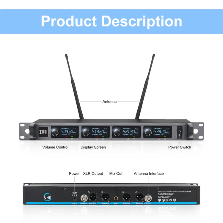 XTUGA A140-B 無線麥克風系統 4個身體包 頭戴式領夾麥克風，A140-B