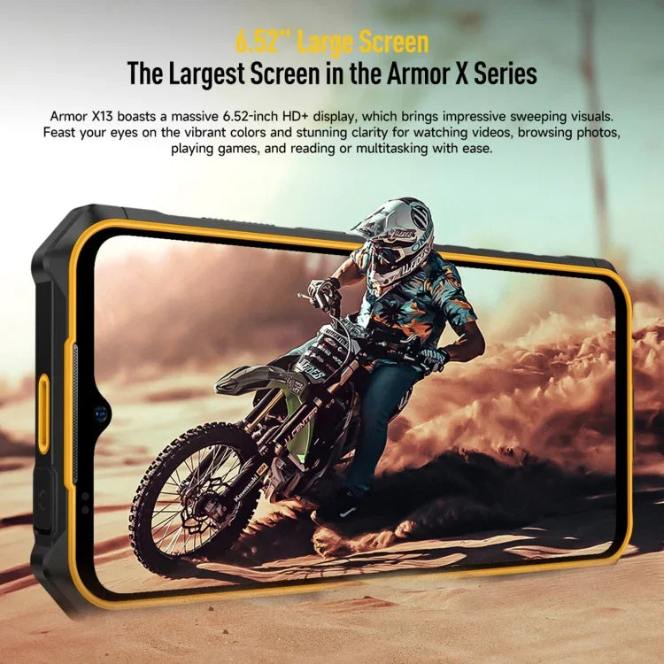 Ulefone Armor X13，IP68/IP69K 堅固型手機，6.52 吋 Android 15 MediaTek Helio G36 八核心，網絡：4G，NFC，OTG，6GB+64GB