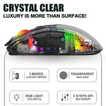 XUNFOX XYH20RGB 2.4G + 藍牙 + 有線透明 2400DPI RGB 燈光遊戲滑鼠，2.4G + 藍牙 + 有線