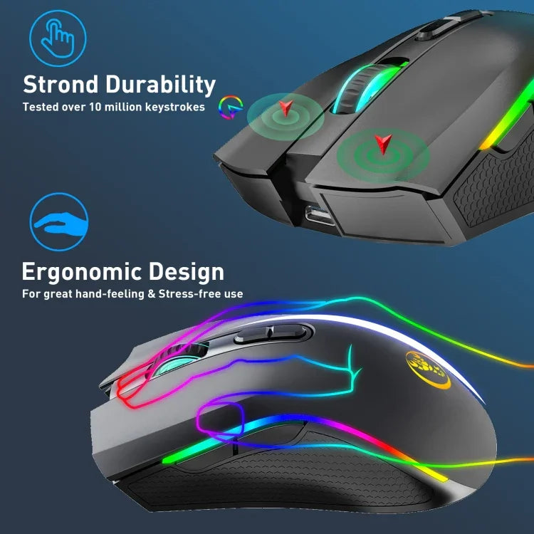 HXSJ T69 4800DPI RGB 2.4GHz 無線滑鼠，T69