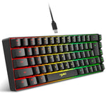 HXSJ V200 有線 RGB 背光機械鍵盤 68鍵鍵帽，線長：1.7米，V200 黑色，V200 白色