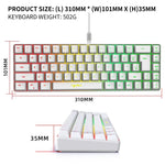 HXSJ V200 有線 RGB 背光機械鍵盤 68鍵鍵帽，線長：1.7米，V200 黑色，V200 白色