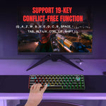 HXSJ V200 有線 RGB 背光機械鍵盤 68鍵鍵帽，線長：1.7米，V200 黑色，V200 白色