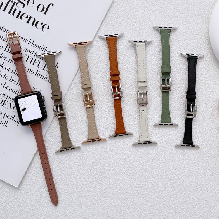 T型纖薄真皮錶帶，適用於Apple Watch Series 10 46mm、Apple Watch Series 10 42mm、Apple Watch SE 2023 44mm、Apple Watch SE 2023 40mm、Apple Watch Ultra 2 49mm、Apple Watch Series 9 45mm