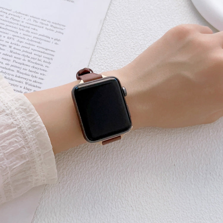 T型纖薄真皮錶帶，適用於Apple Watch Series 10 46mm、Apple Watch Series 10 42mm、Apple Watch SE 2023 44mm、Apple Watch SE 2023 40mm、Apple Watch Ultra 2 49mm、Apple Watch Series 9 45mm
