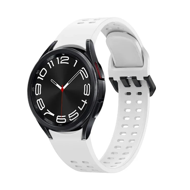 雙排孔純色矽膠錶帶，適用於 Samsung Galaxy Watch 6