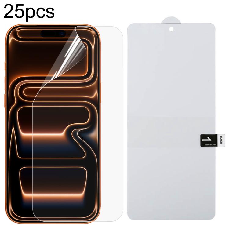25pcs Full Screen Protector Explosion-proof Hydrogel Film, For iPhone 17 Pro Max, For iPhone 17 / 17 Pro, For iPhone Air, For iPhone 16 Pro Max, For iPhone 16 Pro, For iPhone 16 Plus, For iPhone 16, For iPhone 15 Pro Max, For iPhone 15 Pro