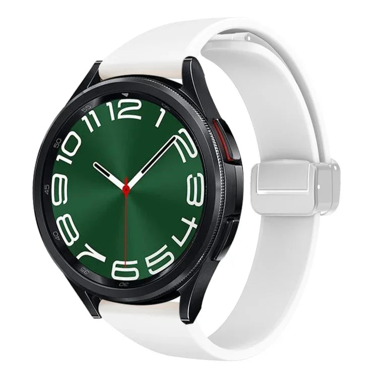 磁吸銀色錶扣纖薄矽膠錶帶，適用於 Samsung Galaxy Watch 6 / 6 Classic