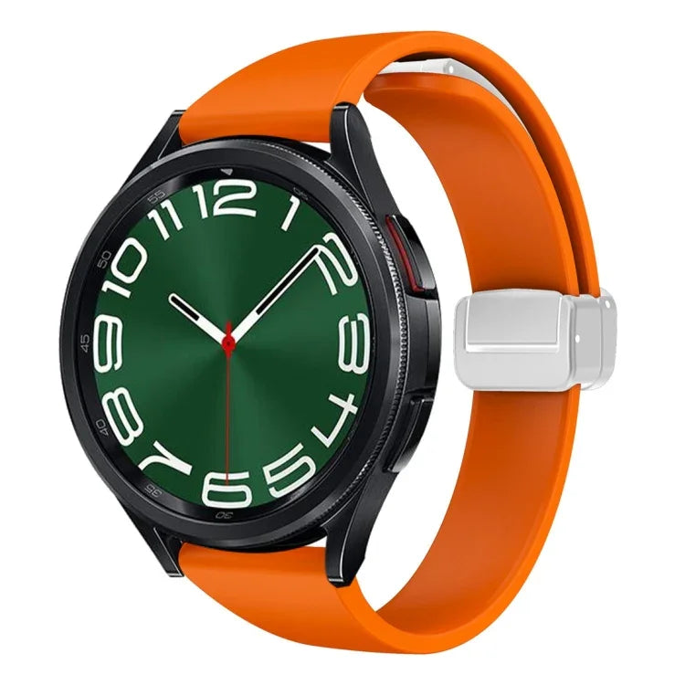 Magnetic Silver Buckle Slim Silicone Watch Band, For Samsung Galaxy Watch 6 / 6 Classic