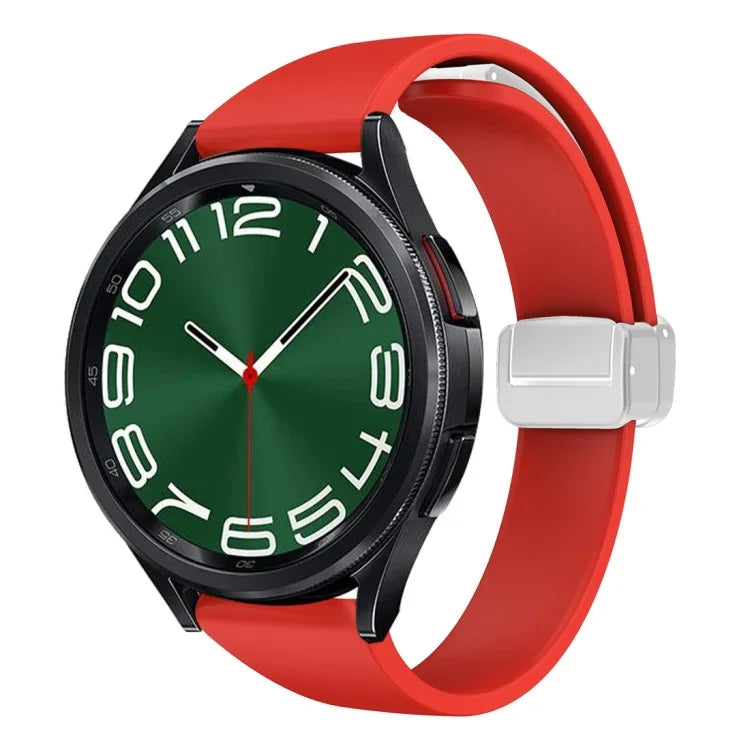 Magnetic Silver Buckle Slim Silicone Watch Band, For Samsung Galaxy Watch 6 / 6 Classic