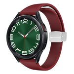 Magnetic Silver Buckle Slim Silicone Watch Band, For Samsung Galaxy Watch 6 / 6 Classic