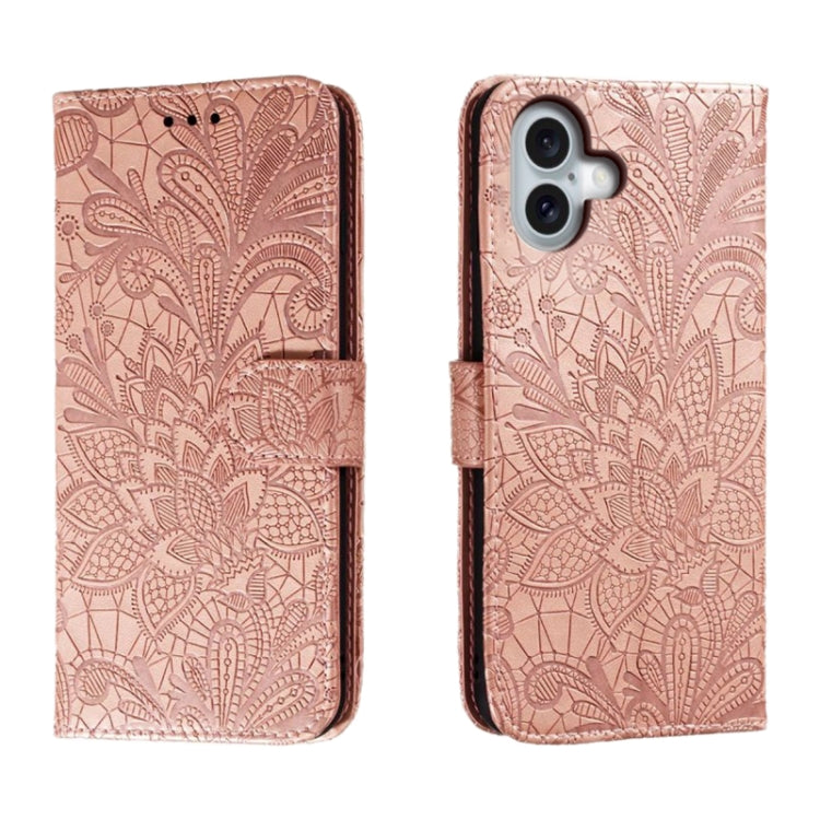 蕾絲花紋壓紋翻蓋皮革手機殼，適用於 iPhone 17e / 16e、iPhone 17 Pro Max、iPhone 17 Pro、iPhone 17、iPhone Air、iPhone 16 Pro Max、iPhone 16 Pro、iPhone 16 Plus