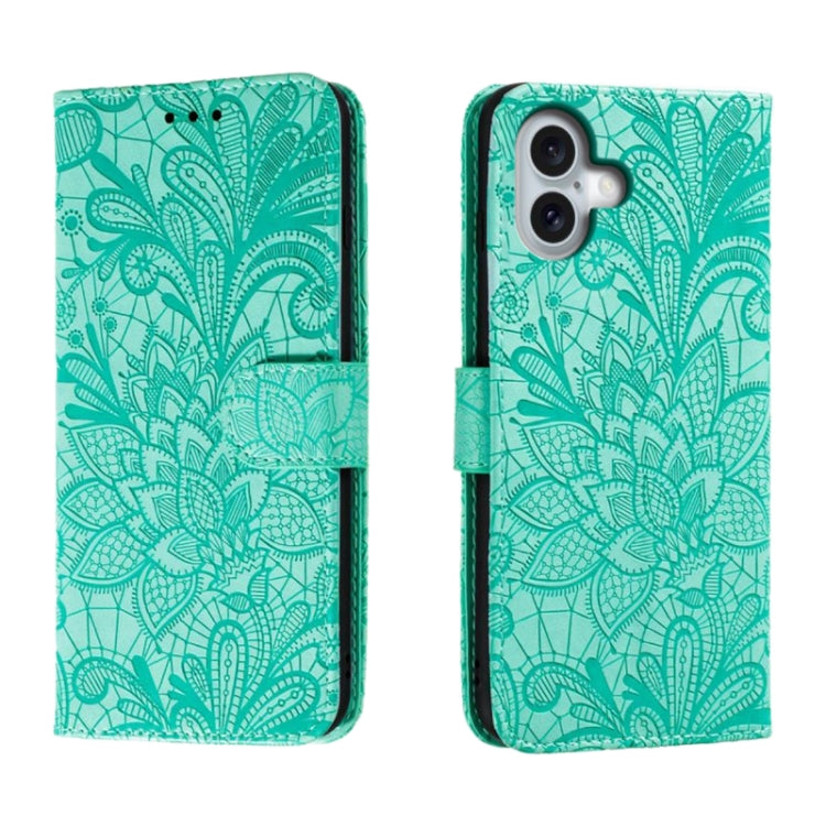 蕾絲花紋壓紋翻蓋皮革手機殼，適用於 iPhone 17e / 16e、iPhone 17 Pro Max、iPhone 17 Pro、iPhone 17、iPhone Air、iPhone 16 Pro Max、iPhone 16 Pro、iPhone 16 Plus