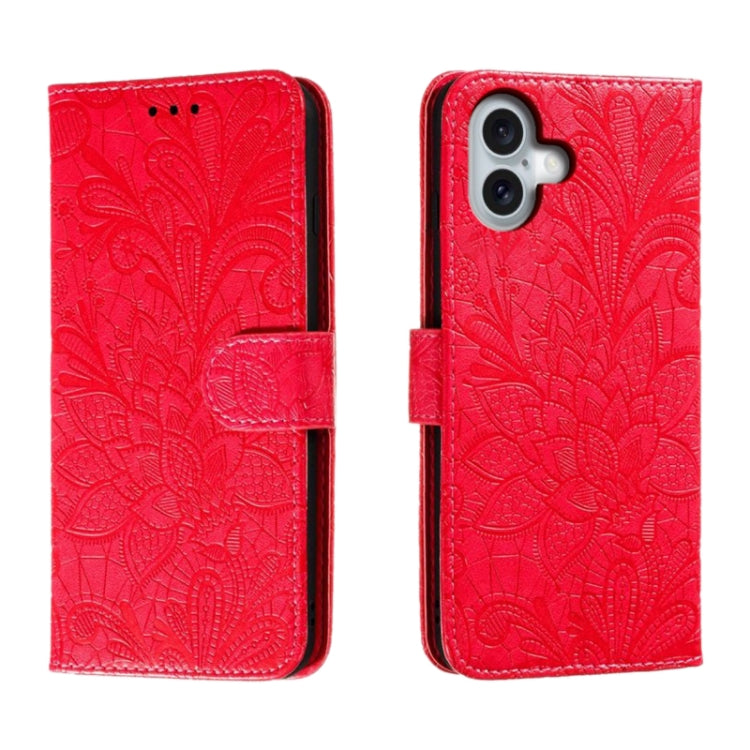 蕾絲花紋壓紋翻蓋皮革手機殼，適用於 iPhone 17e / 16e、iPhone 17 Pro Max、iPhone 17 Pro、iPhone 17、iPhone Air、iPhone 16 Pro Max、iPhone 16 Pro、iPhone 16 Plus