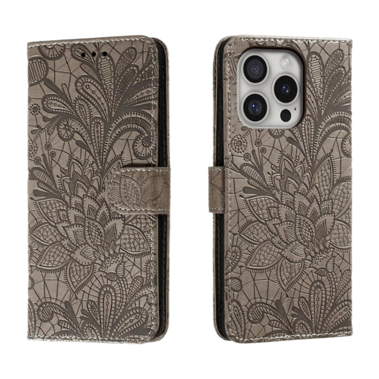 蕾絲花紋壓紋翻蓋皮革手機殼，適用於 iPhone 17e / 16e、iPhone 17 Pro Max、iPhone 17 Pro、iPhone 17、iPhone Air、iPhone 16 Pro Max、iPhone 16 Pro、iPhone 16 Plus