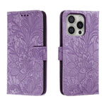 蕾絲花紋壓紋翻蓋皮革手機殼，適用於 iPhone 17e / 16e、iPhone 17 Pro Max、iPhone 17 Pro、iPhone 17、iPhone Air、iPhone 16 Pro Max、iPhone 16 Pro、iPhone 16 Plus