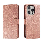 蕾絲花紋壓紋翻蓋皮革手機殼，適用於 iPhone 17e / 16e、iPhone 17 Pro Max、iPhone 17 Pro、iPhone 17、iPhone Air、iPhone 16 Pro Max、iPhone 16 Pro、iPhone 16 Plus